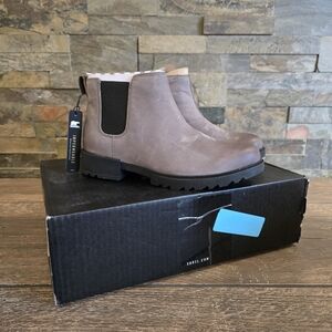 Sorel Emelie II Chelsea Waterproof Ankle Boots Quarry/Black Size 6